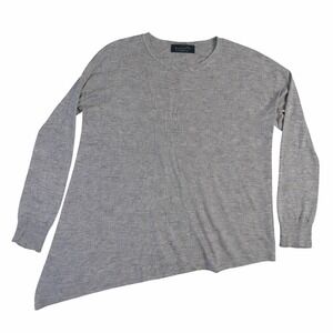 Magaschoni Cashmere Sweater – S Gray Asymmetrical Hem Relaxed READ